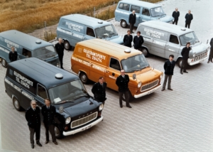 6 der 9 Geldtransporter der Nürnberger Wach- und Schließgesellschaft im Jahr 1974